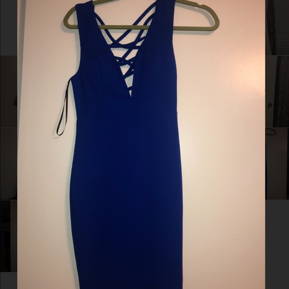 Blue low cut dress
